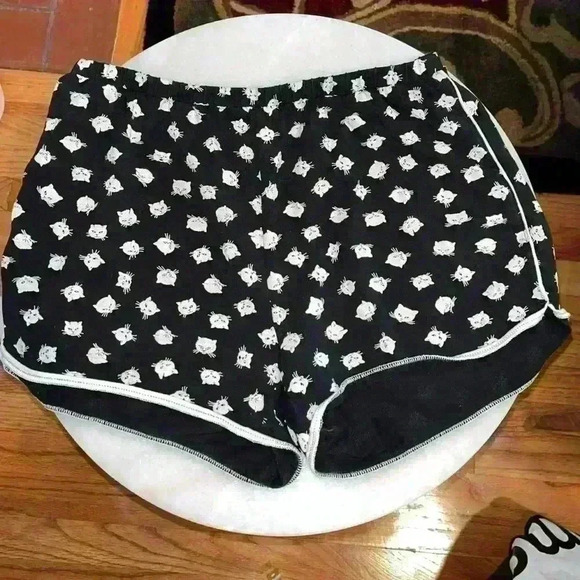 Madewell Black Kitty Cat Lounge Sleep Shorts Size XS - Picture 1 of 4